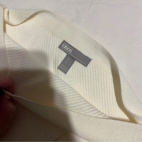 ASOS Cream Ribbed One-Shoulder Top - Picture 4 of 4